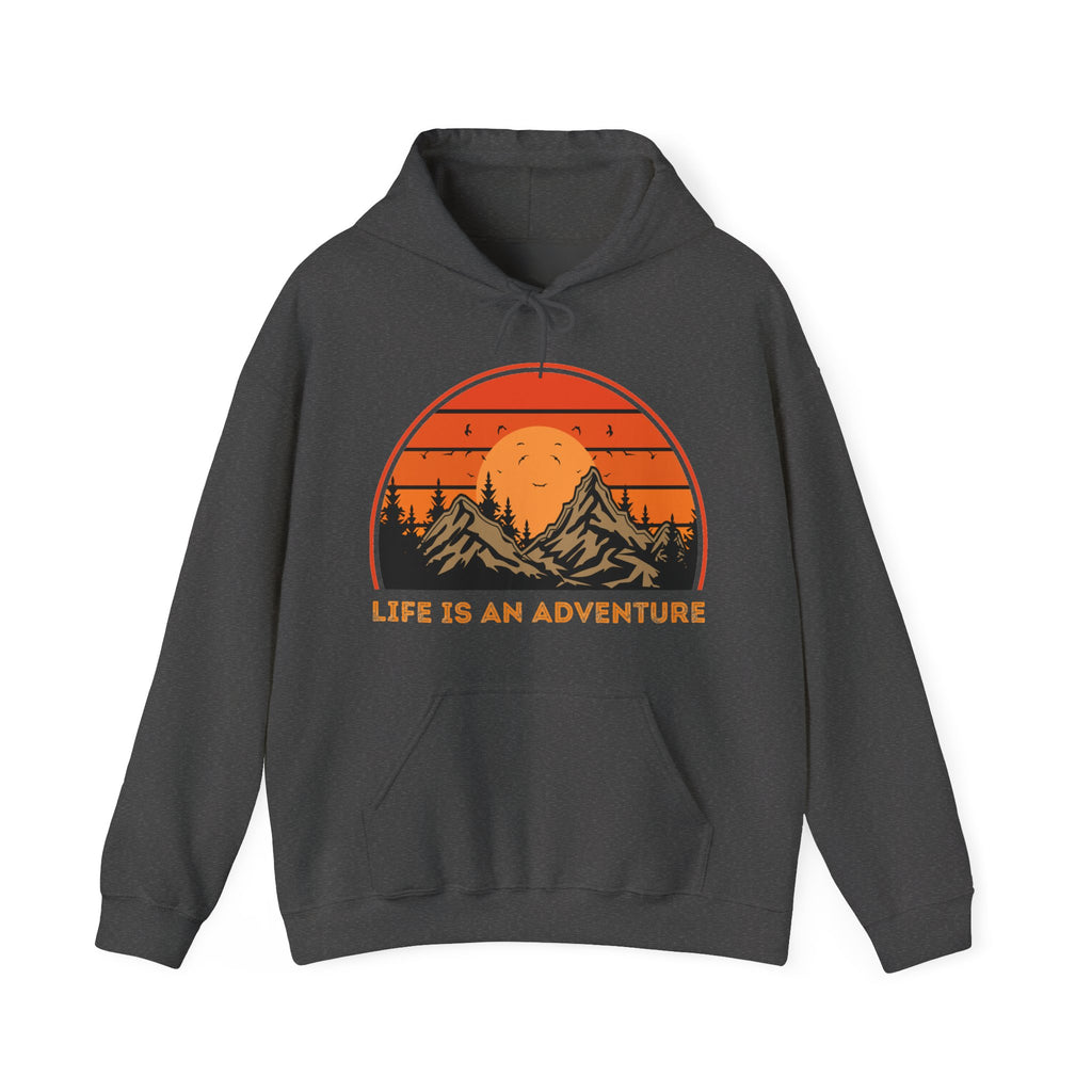 Adventure Hoodie - "Life Is An Adventure" Mountain Sunset Hooded Sweatshirt