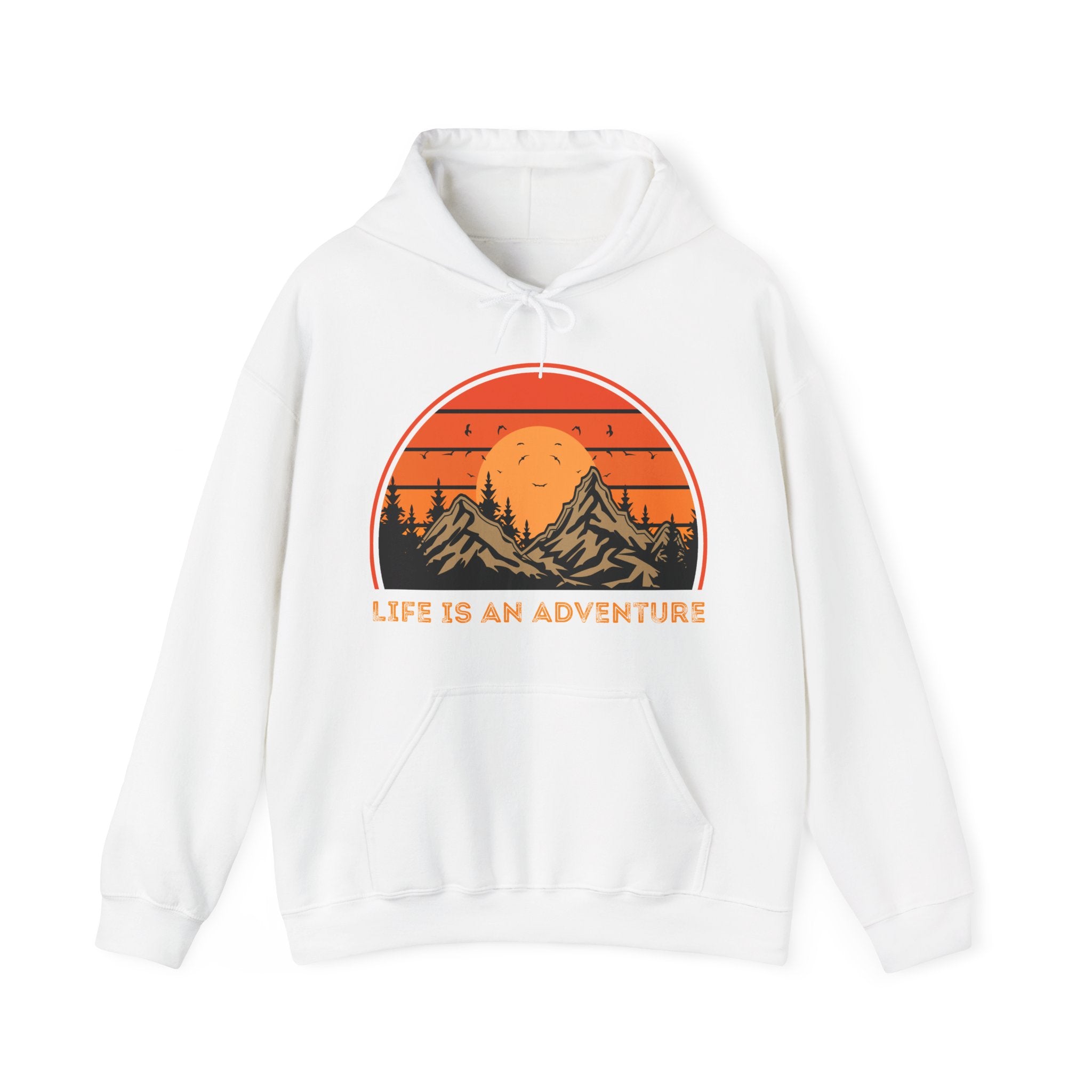 Adventure Hoodie - "Life Is An Adventure" Mountain Sunset Hooded Sweatshirt