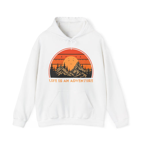 Adventure Hoodie - "Life Is An Adventure" Mountain Sunset Hooded Sweatshirt
