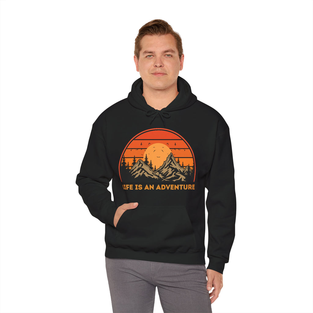 Adventure Hoodie - "Life Is An Adventure" Mountain Sunset Hooded Sweatshirt