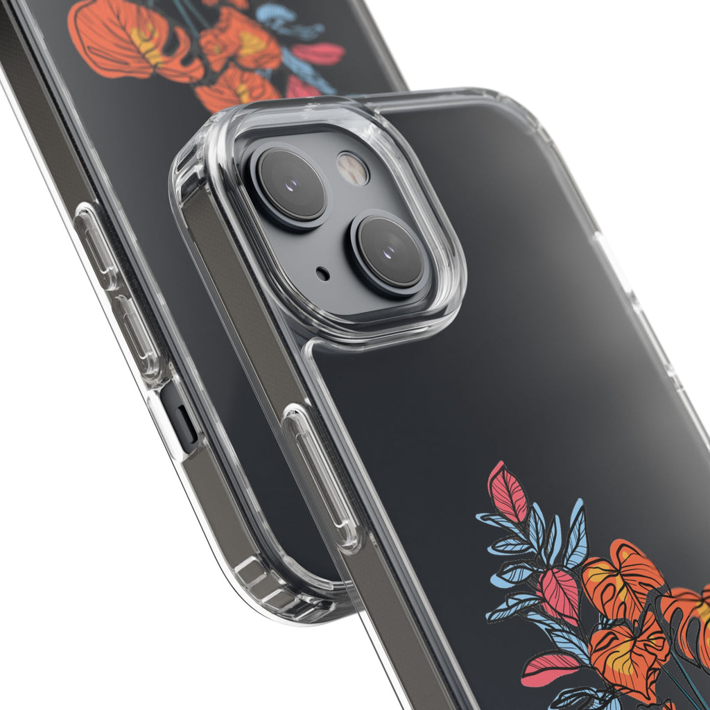 Clear Floral Phone Case — Colorful Potted Plants Illustration