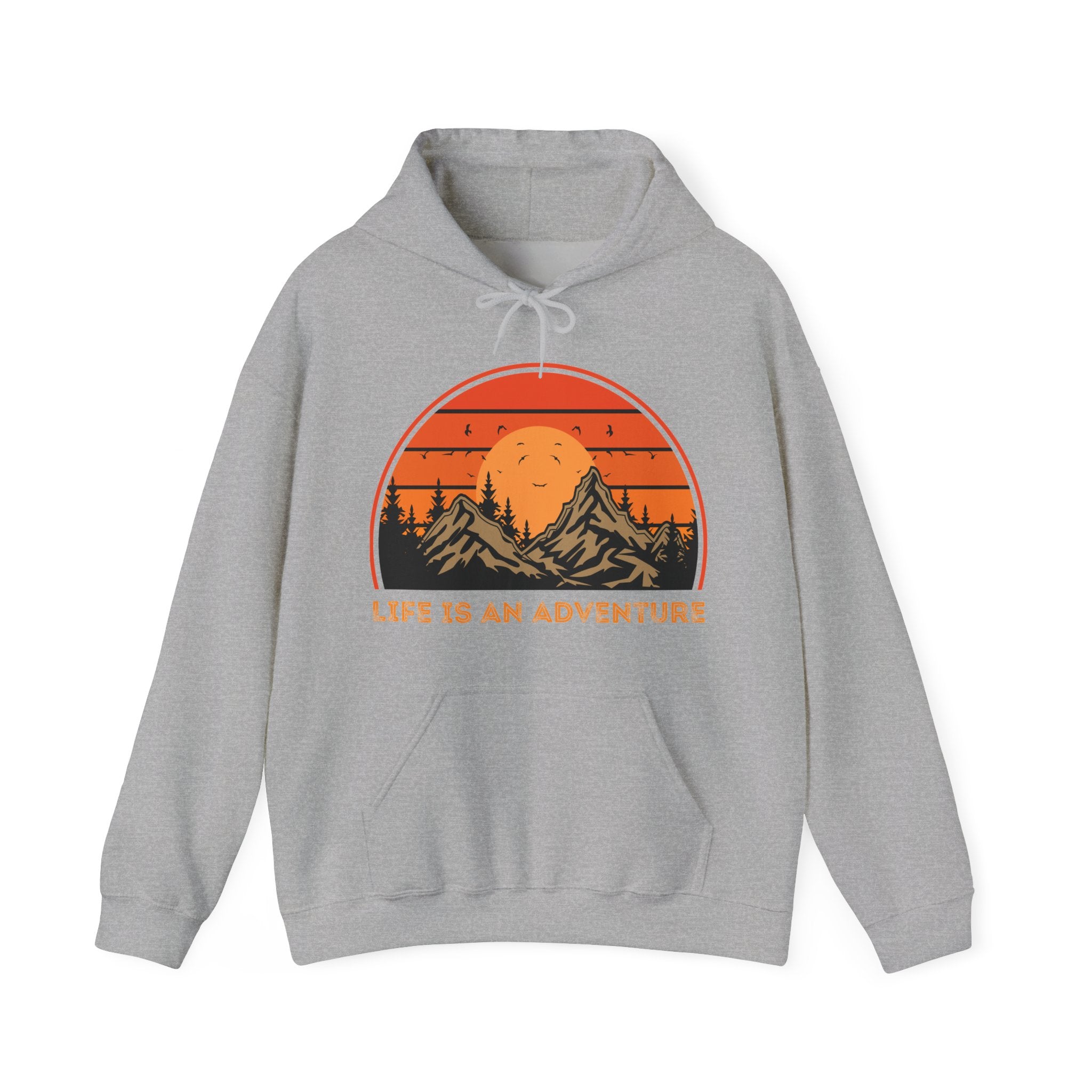 Adventure Hoodie - "Life Is An Adventure" Mountain Sunset Hooded Sweatshirt