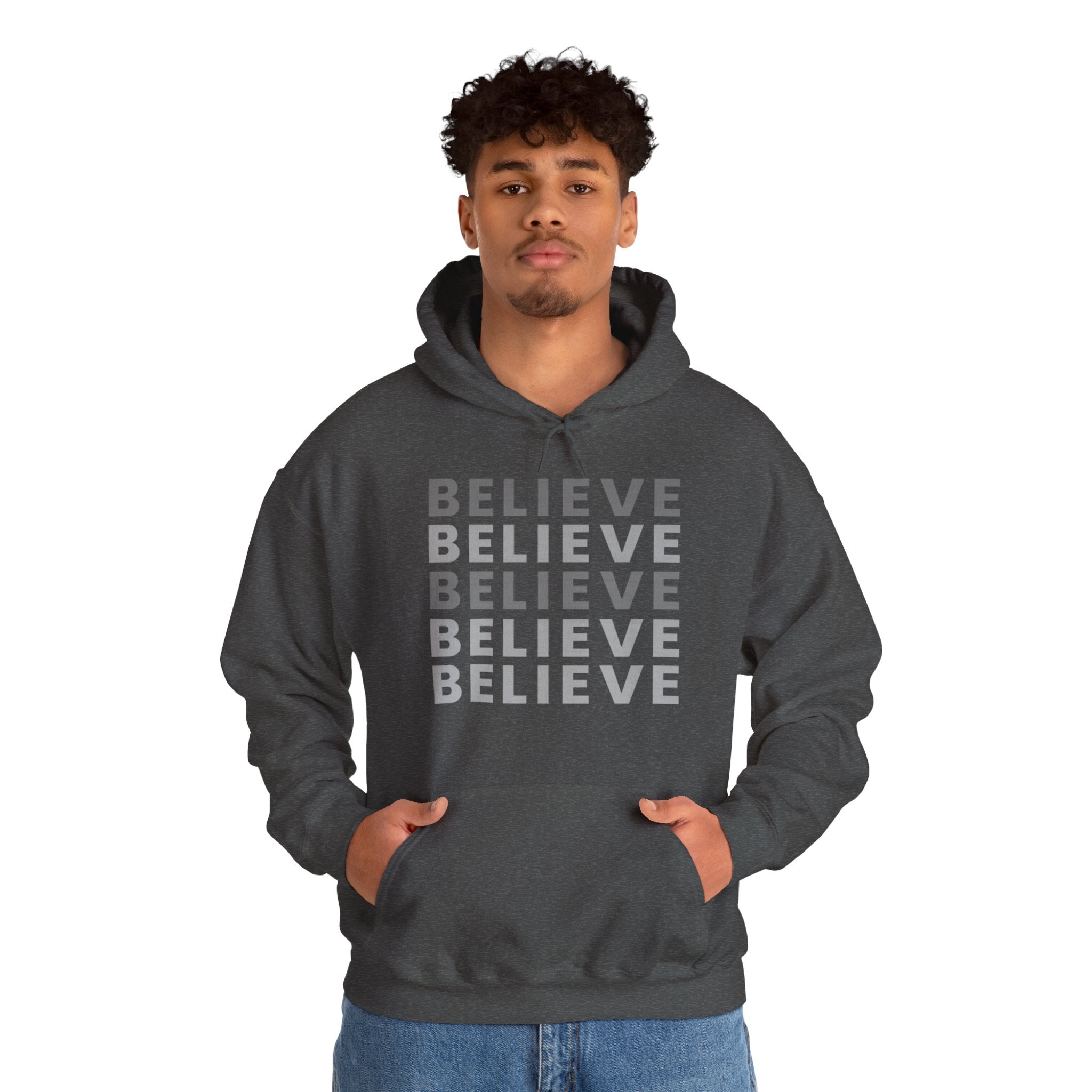 Believe Repeat Hoodie — Minimal Motivational Pullover
