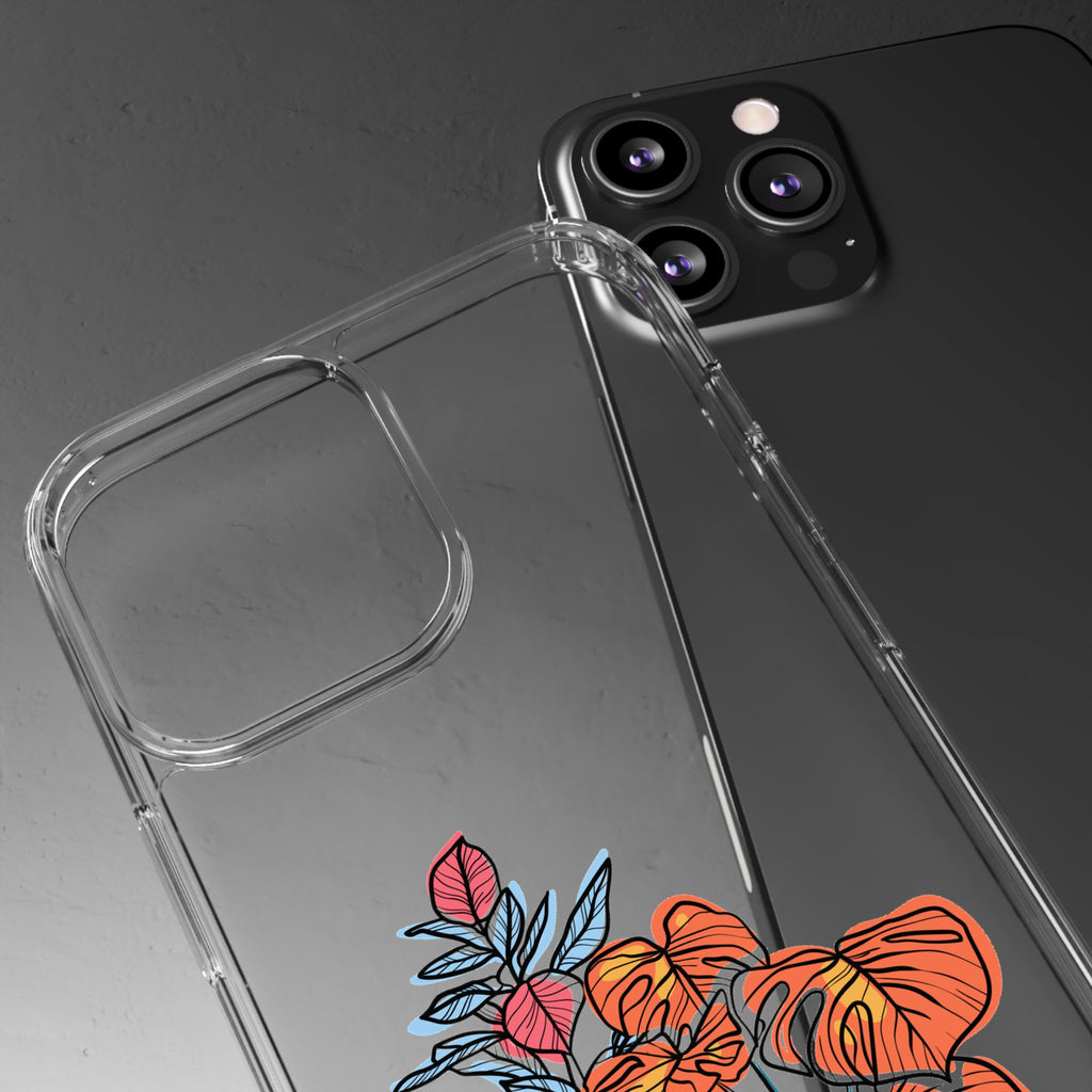 Clear Floral Phone Case — Colorful Potted Plants Illustration