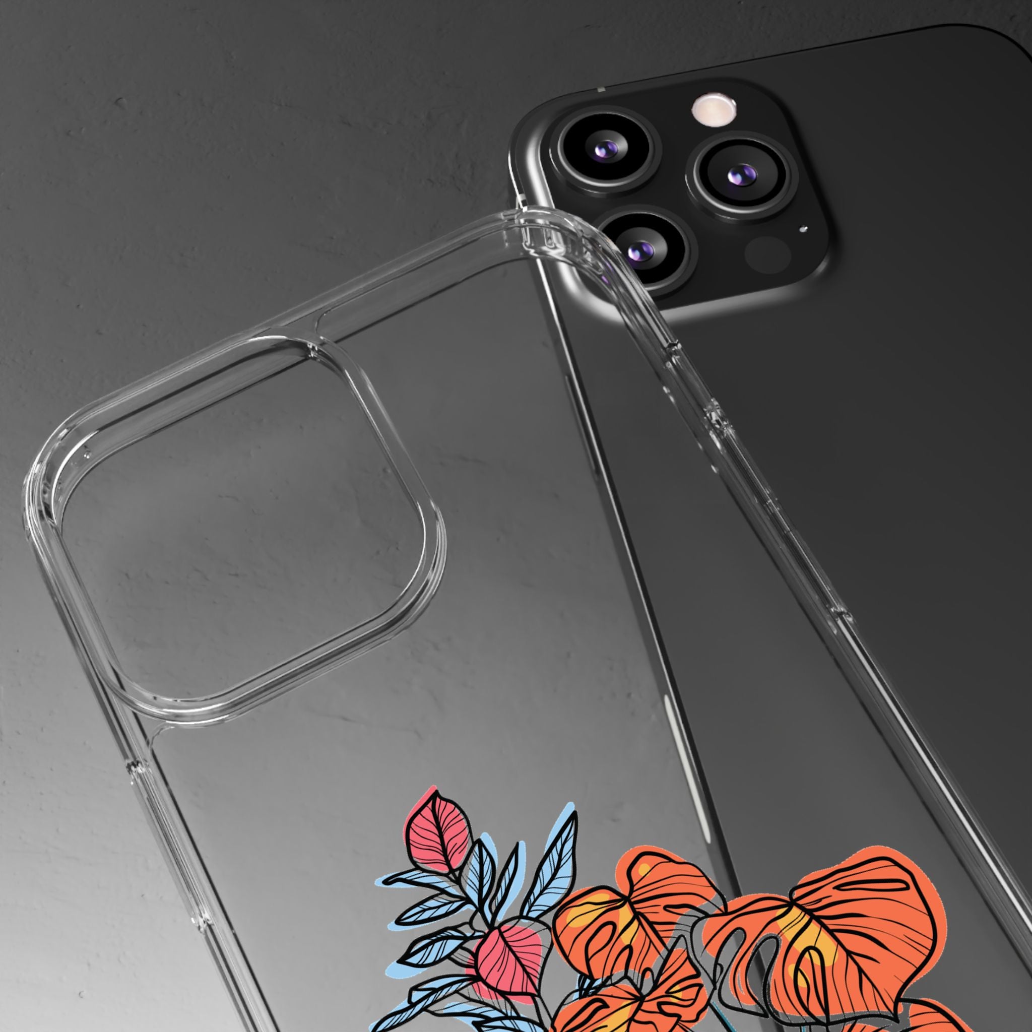 Clear Floral Phone Case — Colorful Potted Plants Illustration