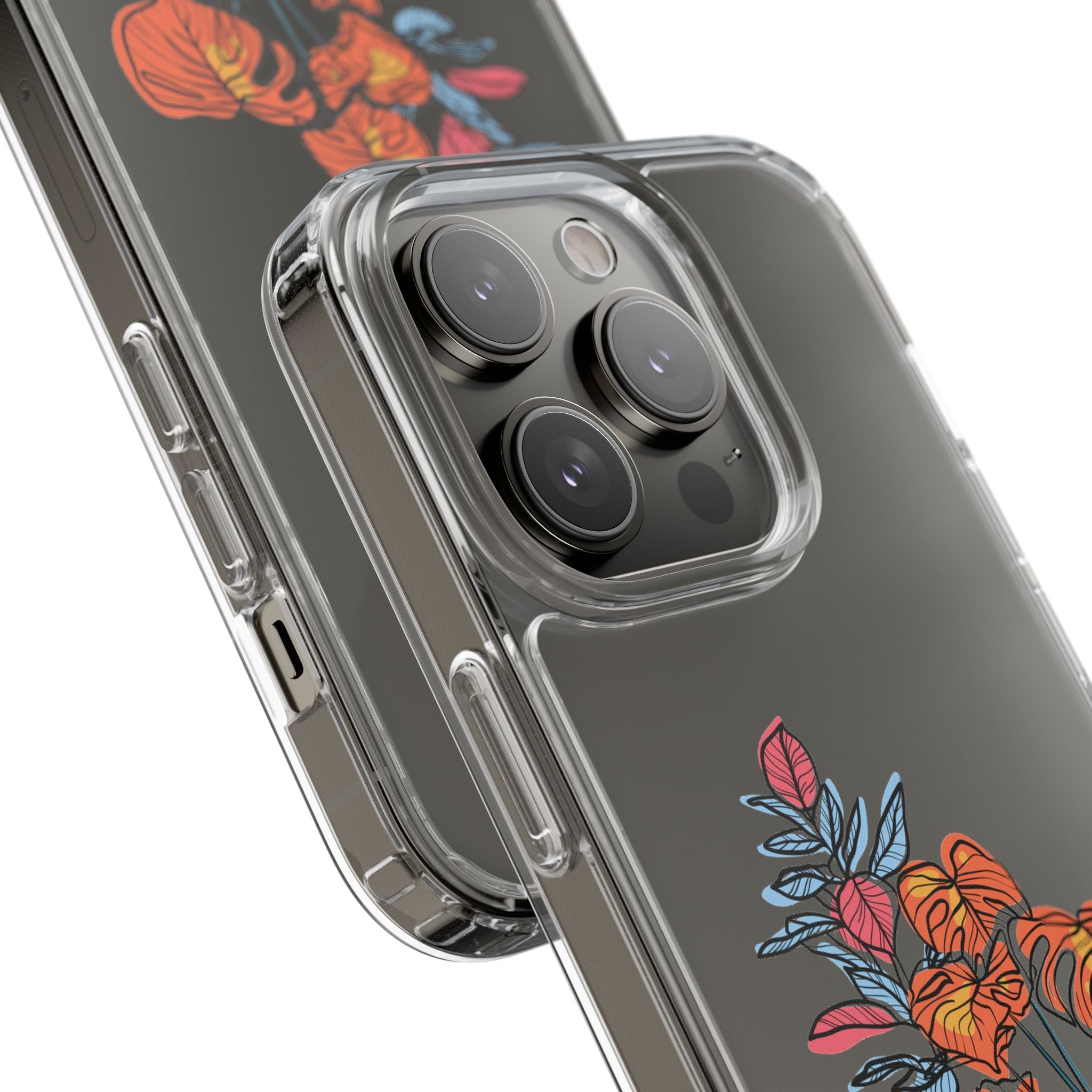 Clear Floral Phone Case — Colorful Potted Plants Illustration